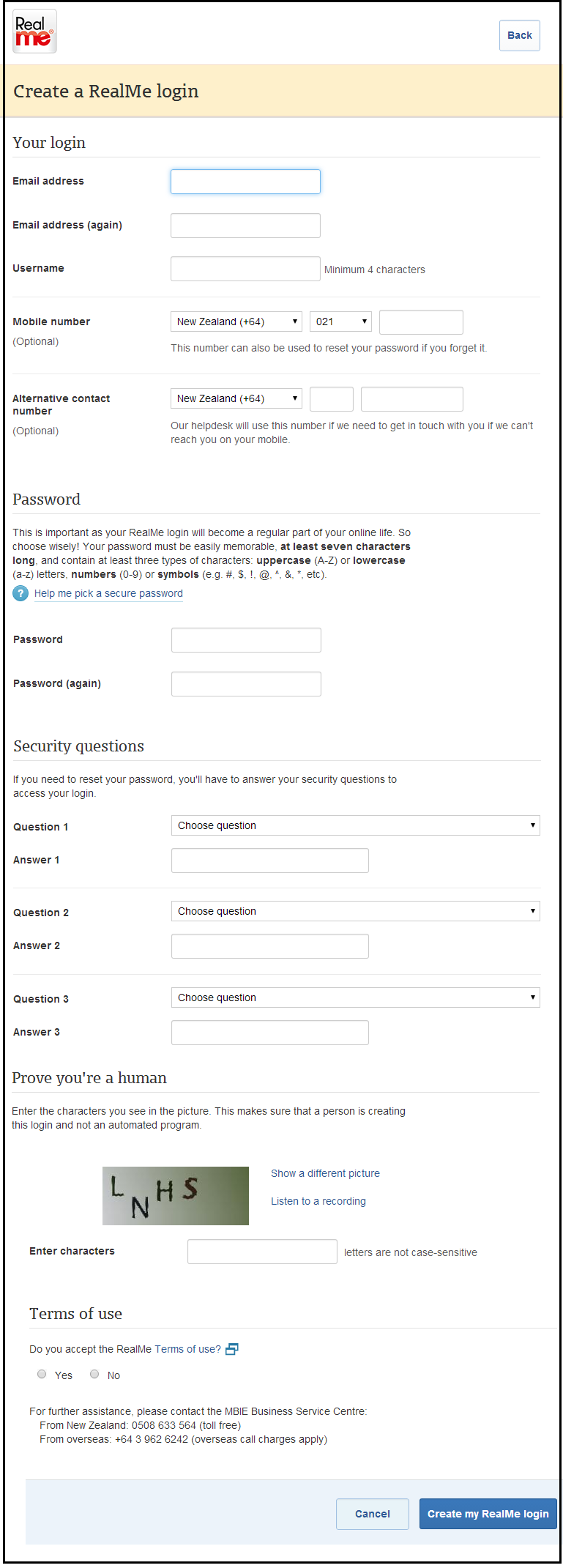 ESS Registration Page